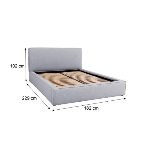 Lit coffre 160x200 cm VICTORIA tissu style gris souris