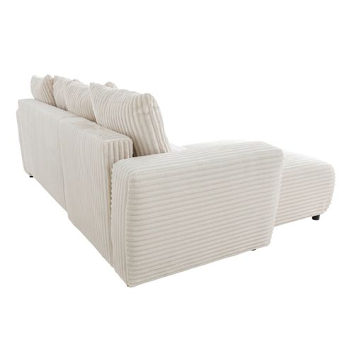 Canapé d'angle convertible méridienne réversible WILL tissu gros côtelé écru