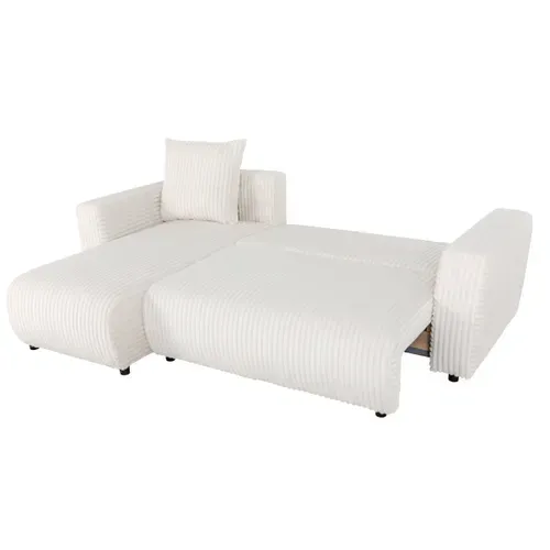 Canapé d'angle convertible méridienne réversible WILL tissu gros côtelé écru