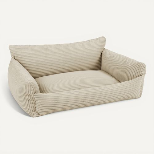 Canapé pour chien HAPPY velours côtelé beige vue 3/4