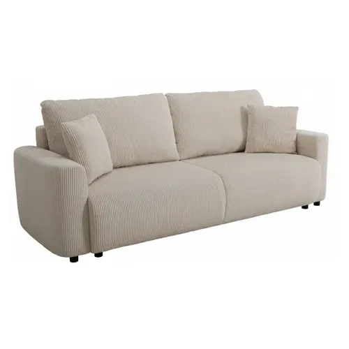 Canapé 3 places convertible MAEVA velours côtelé perle