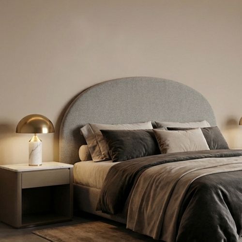 Tête de lit 140/160 cm ROMA tissu taupe vue d'ambiance 1