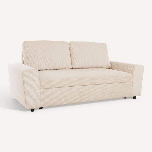 Canapé 2,5 places HAPPY tissu velours beige vue 3/4