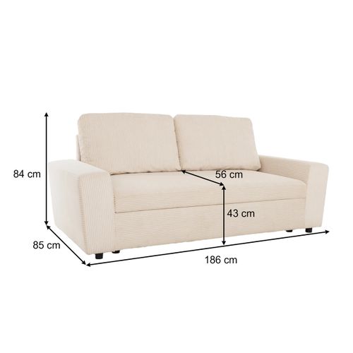 Canapé 2,5 places HAPPY tissu velours beige