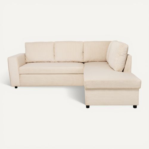 Canapé d'angle HAPPY convertible droit beige vue de face