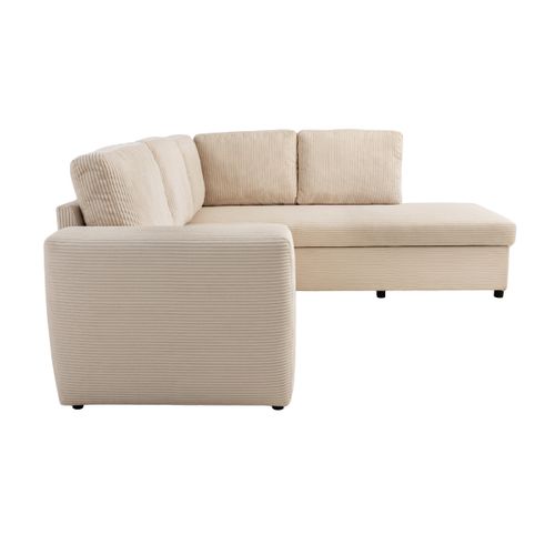 Canapé d'angle HAPPY convertible droit beige vue de profil