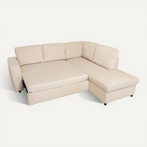 Canapé d'angle HAPPY convertible droit beige