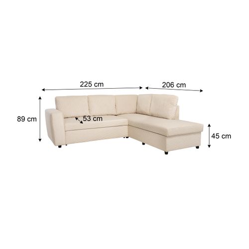 Canapé d'angle HAPPY convertible droit beige