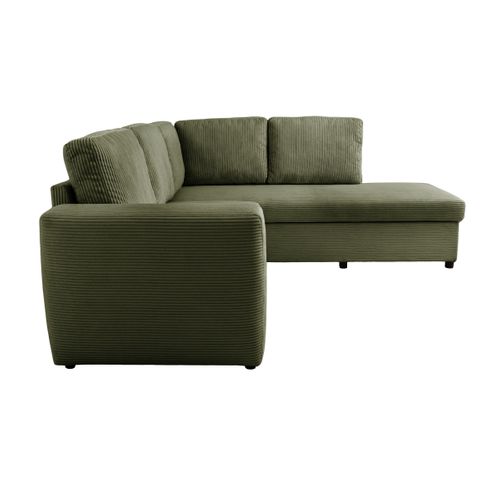 Canapé d'angle HAPPY convertible droit kaki vue de profil