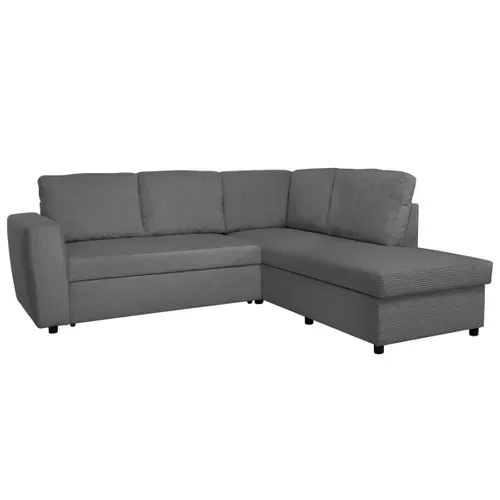 Canapé d'angle HAPPY convertible droit anthracite vue 3/4