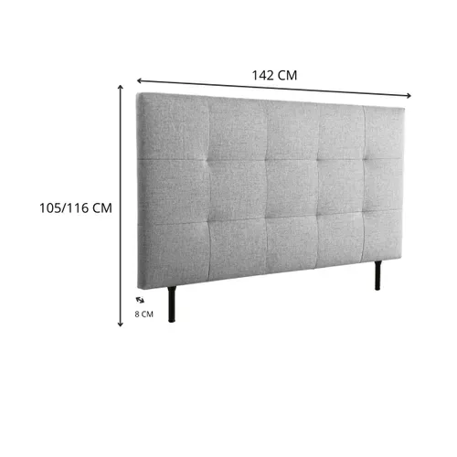 Tête de lit tissu L. 140 cm KARTY gris