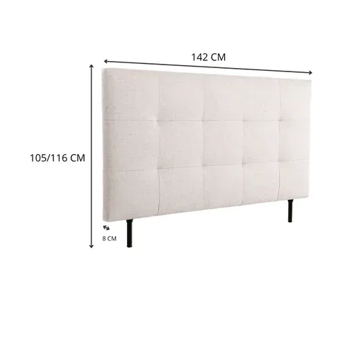 Tête de lit tissu L. 140 cm KARTY beige