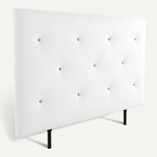 Tête de lit PU L. 160 cm KARTY blanc diamant vue 3/4