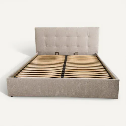 Lit coffre 160x200 cm JAPP 3 tissu greige vue de face