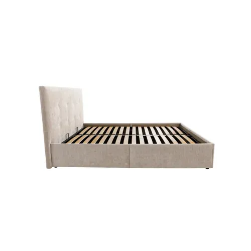 Lit coffre 160x200 cm JAPP 3 tissu greige vue de profil