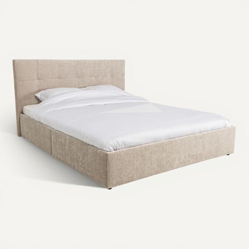 Lit coffre 160x200 cm JAPP 3 tissu greige vue 3/4