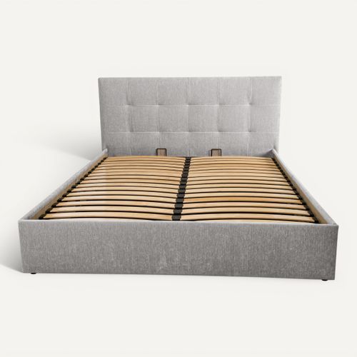 Lit coffre 160x200 cm JAPP 3 tissu gris vue de face