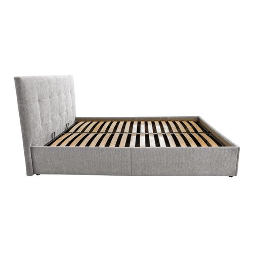Lit coffre 160x200 cm JAPP 3 tissu gris vue de profil
