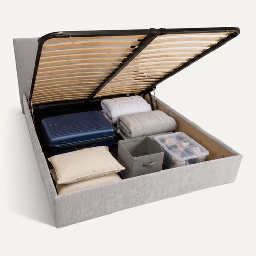 Lit coffre 160x200 cm JAPP 3 tissu gris