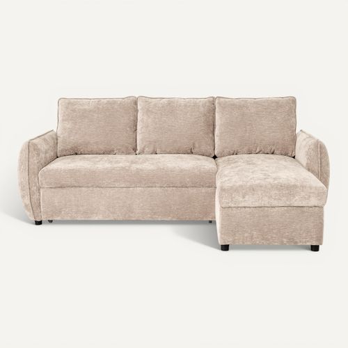 Canapé d'angle convertible méridienne réversible REGGIE beige vue de face
