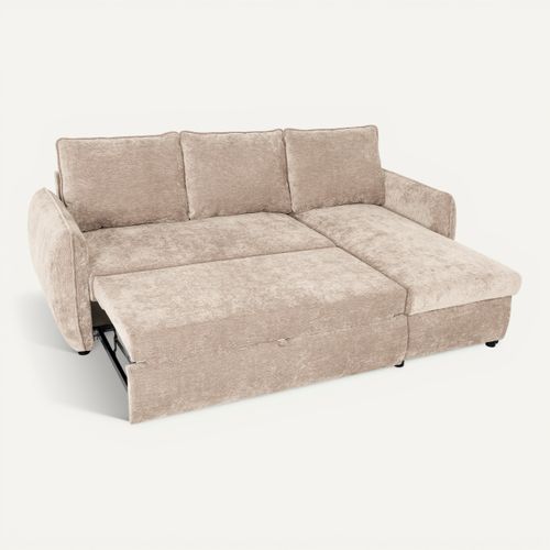 Canapé d'angle convertible méridienne réversible REGGIE beige