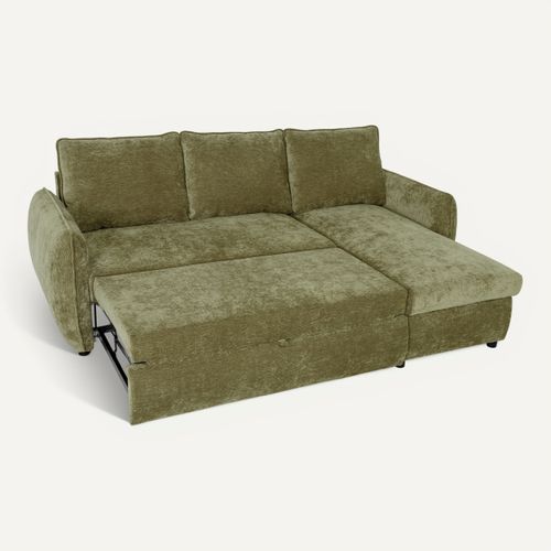 Canapé d'angle convertible méridienne réversible REGGIE 1tissu vert olive