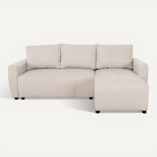 Canapé d'angle convertible méridienne réversible PETRA tissu beige vue de face