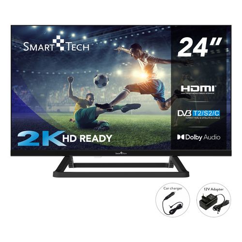 TV LED 24" (60cm) HD Triple Tuner Dolby Audio HDMI USB - Chargeur 12 V - 24hn01v3ca