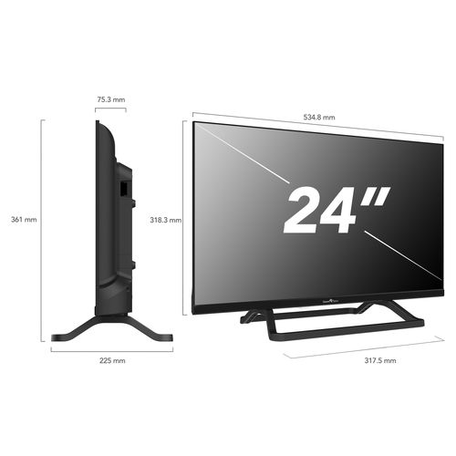 TV LED 24" (60cm) HD Triple Tuner Dolby Audio HDMI USB - Chargeur 12 V - 24hn01v3ca