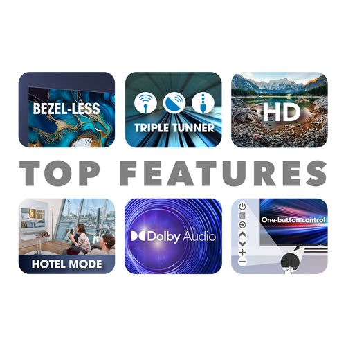 TV LED 24" (60cm) HD Triple Tuner Dolby Audio HDMI USB - Chargeur 12 V - 24hn01v3ca