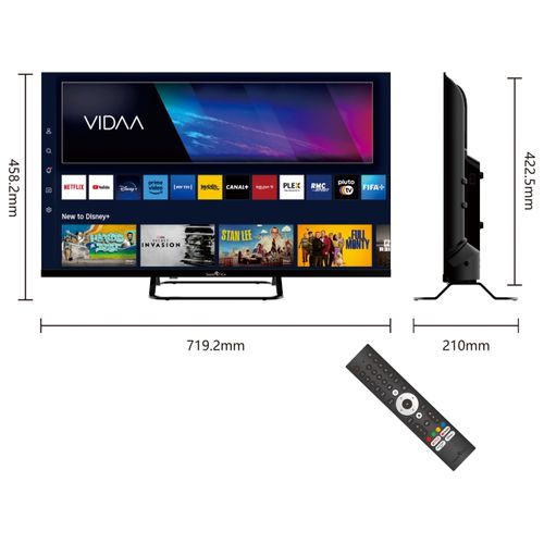 Téléviseur LED HD 32" (80cm) 32hv02v Smart TV Vidaa - Molotov, Netflix, Prime Video