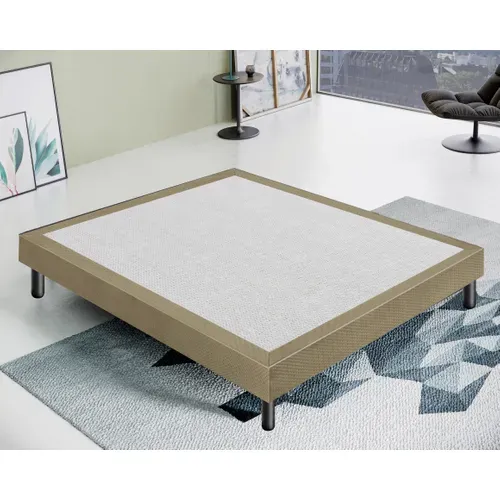 Sommier 120x190 Tapissier Déco Couleur Taupe Resistant Jusqu'à 120 Kg Par Personne