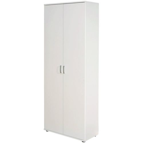 Armoire Blanc Avec 5 Étagères Et 2 Portes, Dim : L70 X P34 X H189 Cm