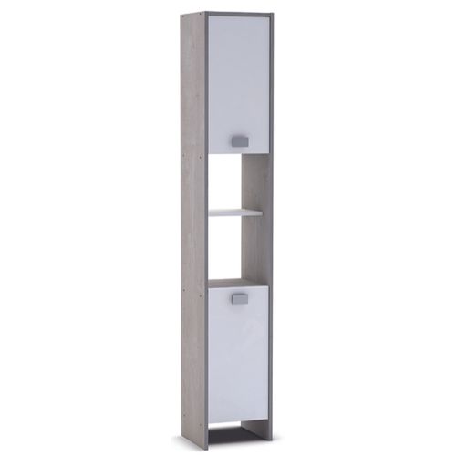 Colonne Sdb En Mélamine Avec 2 Portes, Coloris Chène Champagne, 33.6 X 184.7 X 32.6 Cm