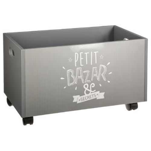 Coffre De Rangement à Roulettes Gris En Mdf - Dim : L48x L30 X H28 Cm