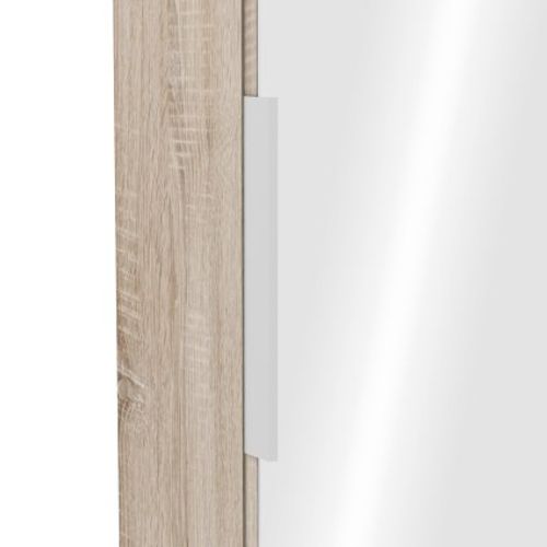 Armoire à Chaussures Chêne Brossé/blanc Perle Avec Miroir Et 1 Porte.
