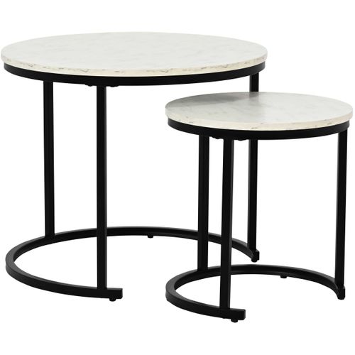Ensemble De Tables Basses Lolita - D.60x51 Et D.40x42cm - Marbre