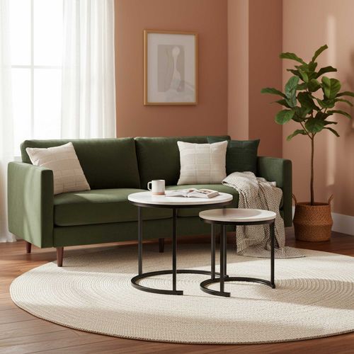 Ensemble De Tables Basses Lolita - D.60x51 Et D.40x42cm - Marbre