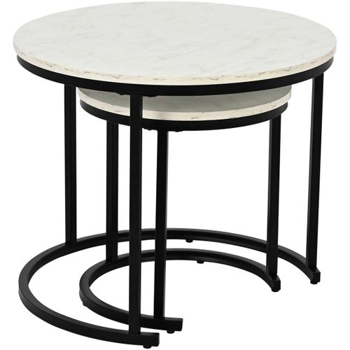 Ensemble De Tables Basses Lolita - D.60x51 Et D.40x42cm - Marbre
