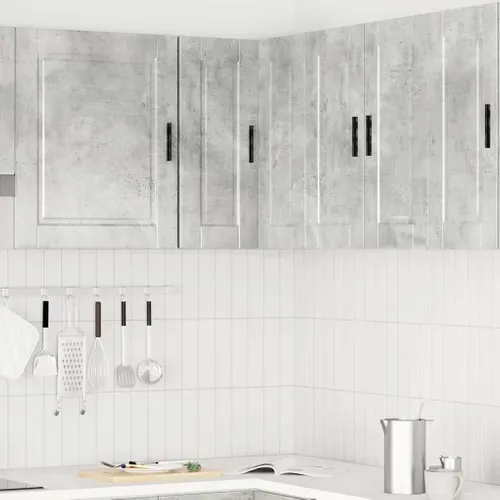 Meuble Haut De Cuisine - Armoire D'angle De Cuisine Suspendue Gris Béton C16