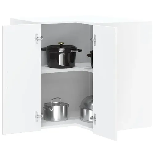 Meuble Haut De Cuisine - Armoire Murale D'angle De Cuisine De Cuisine Blanc Brillant C91