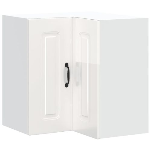 Meuble Haut De Cuisine - Armoire Murale D'angle De Cuisine De Cuisine Blanc Brillant C91