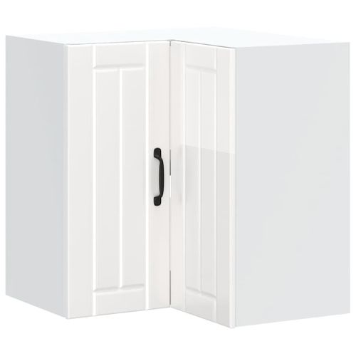 Meuble Haut De Cuisine - Armoire Murale D'angle De Cuisine De Cuisine Blanc Brillant C99