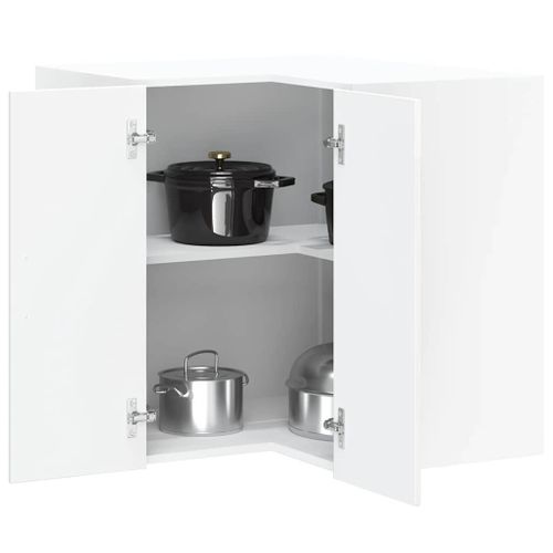 Meuble Haut De Cuisine - Armoire Murale D'angle De Cuisine De Cuisine Blanc Brillant C100