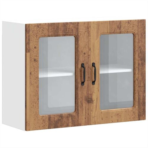 Armoire Murale Cuisine Avec LED - 122,4 X 68 X 25,2 Cm - 3 Étages, 2 Portes - Blanc Moderne - Éclairage RGB - 11
