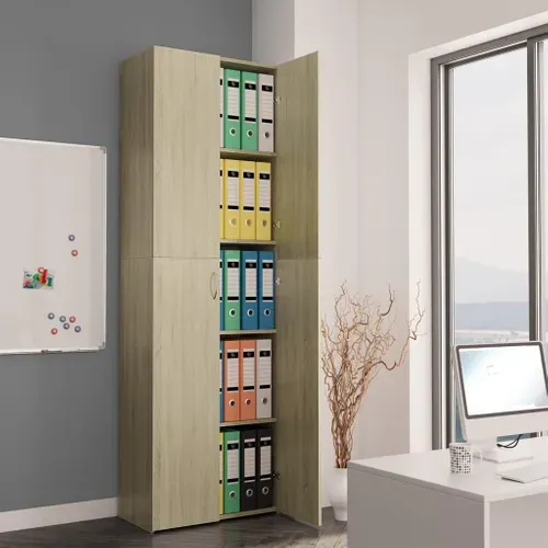 Armoire De Bureau - Rangement Bureau - Meuble Bureau Chêne Sonoma 60x32x190 Cm Bois D'ingénierie