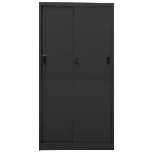 Armoire De Bureau - Rangement Bureau - Meuble Bureau Et Porte Coulissante Anthracite 90x40x180 Cm