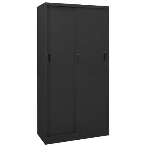 Armoire De Bureau - Rangement Bureau - Meuble Bureau Et Porte Coulissante Anthracite 90x40x180 Cm