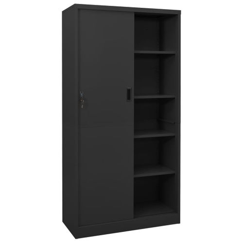 Armoire De Bureau - Rangement Bureau - Meuble Bureau Et Porte Coulissante Anthracite 90x40x180 Cm