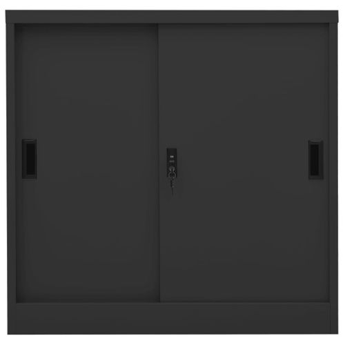 Armoire De Bureau - Rangement Bureau Porte Coulissante Anthracite 90x40x90cm Acier